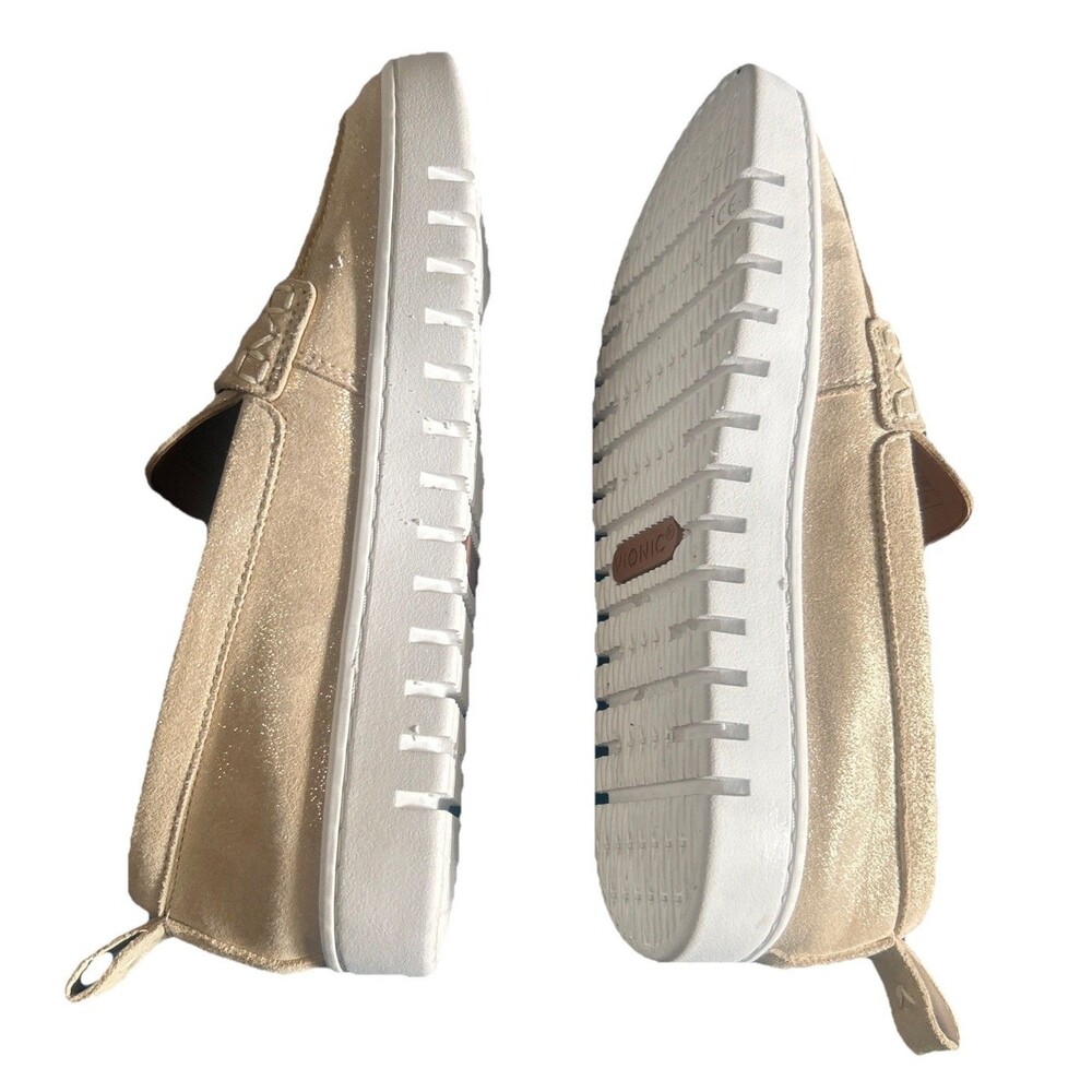 Vionic Uptown Womens Size 6 Leather Penny Loafers Slip-Ons Gold Metallic Shoes - Picture 11 of 16